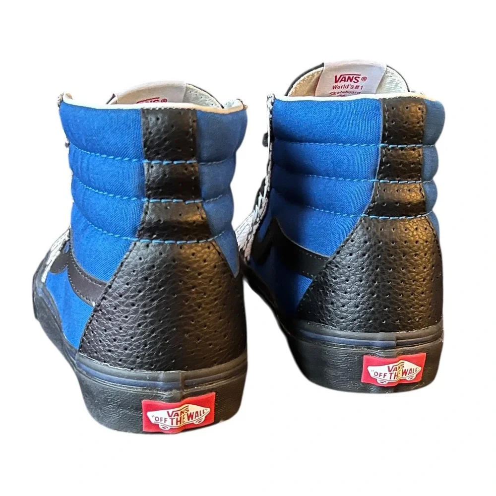 Vans Sk8 Hi High Top Snake Print Blue Black Leather Sneakers Mens 6.5 Womens 8‎